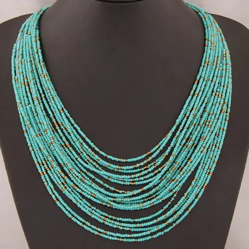 Boho Multi-Layer Beaded Choker Necklace for Women - 2022 Fashion Statement Jewelry