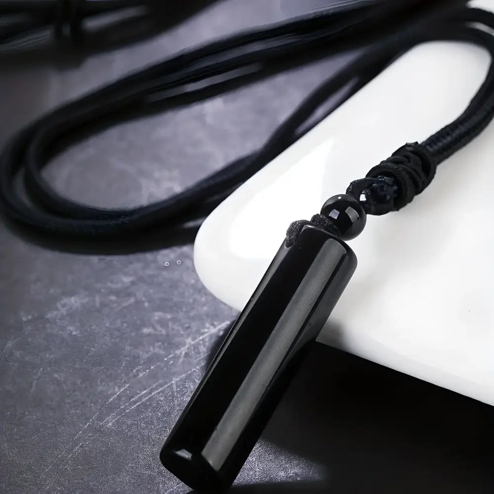 Black obsidian pendant necklace.
