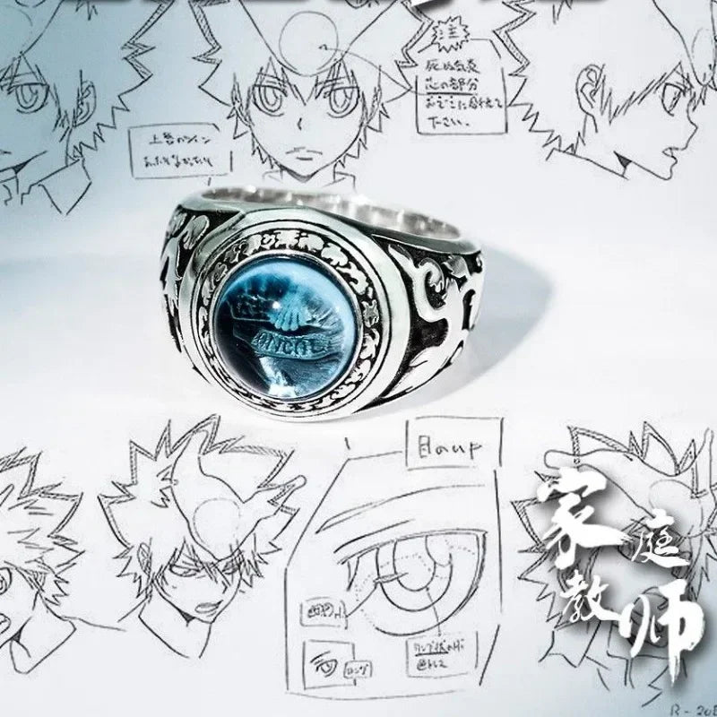 Anime Hitman Reborn Couples Ring - Trendy Silver Metal Fashion Pendant for Men and Women - Buzzastore