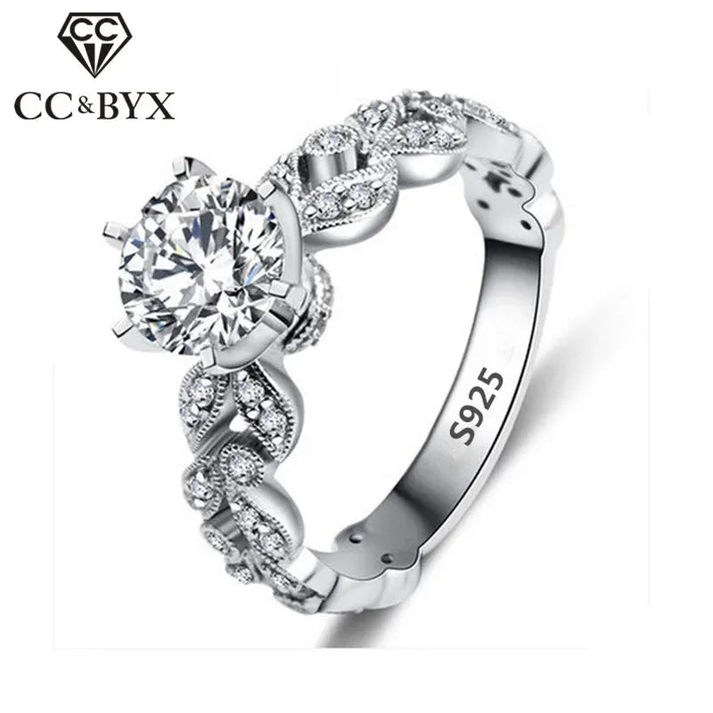 15 Carat White Gold Color Zirconia Engagement Ring for Women - Elegant Fashion Jewelry - Buzzastore