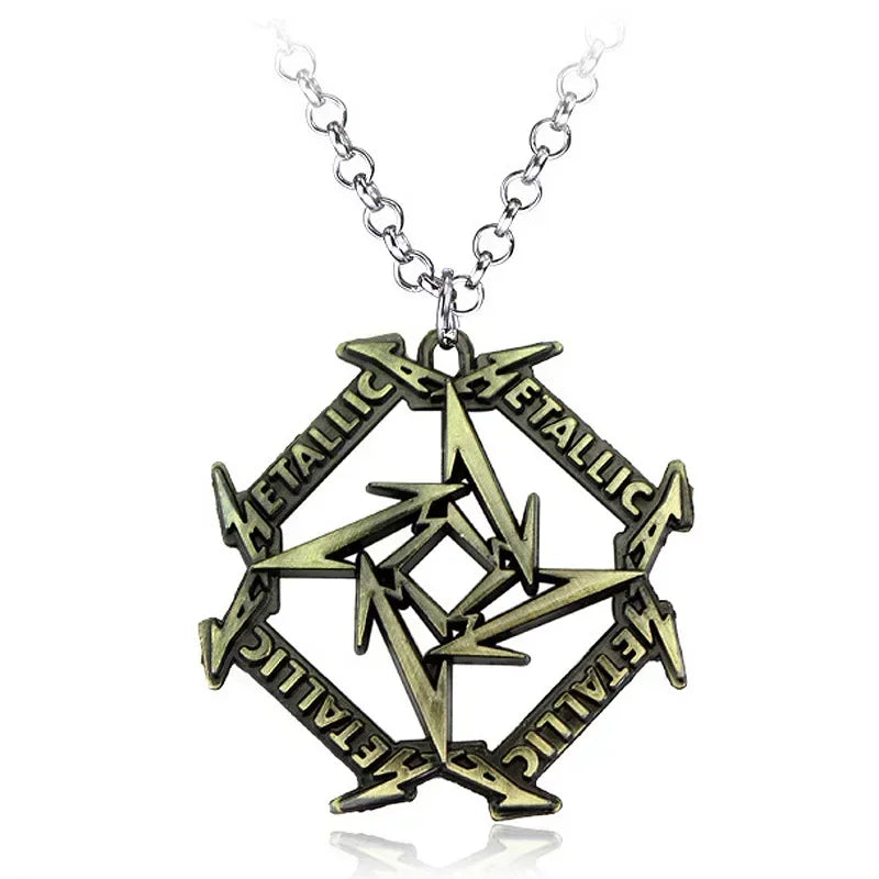 Retro Mens Hip-Hop Necklace with Metal Music Pendant - Trendy Unisex Punk Jewelry Gift for Nightclubs and Movies - Buzzastore