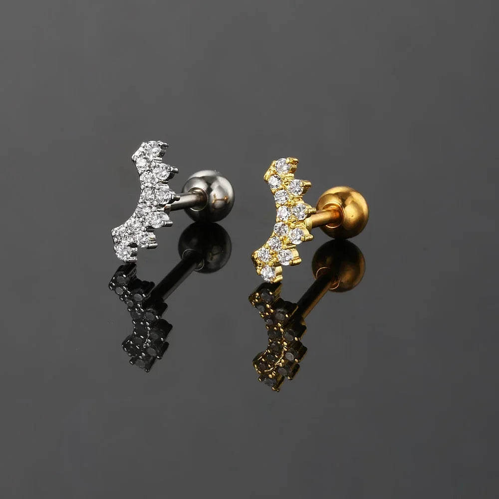 Zircon Daith Piercing Earrings for Women - Tiny Cartilage Jewelry for Rook Septum and Tragus - Buzzastore