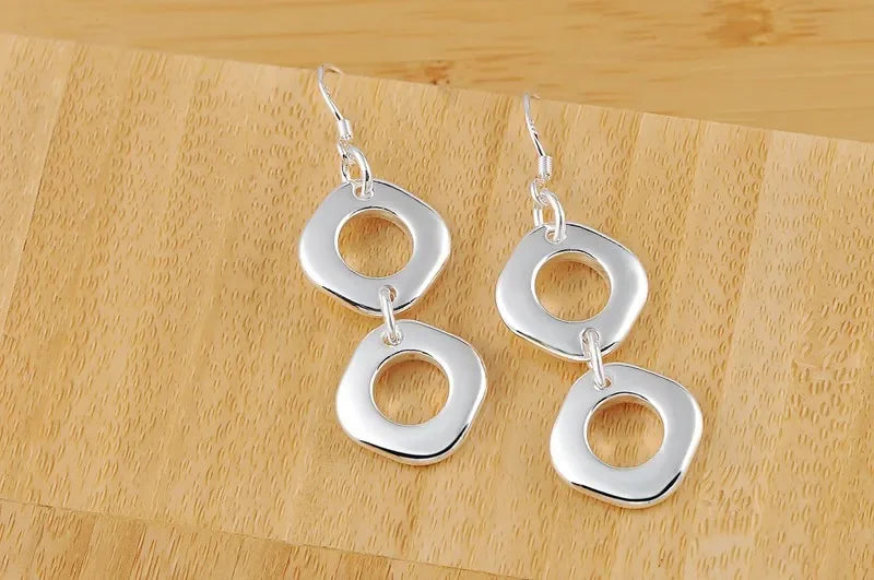 925 Sterling Silver Square Earrings for Women - Elegant Fashion Jewelry Luxury Gift - Buzzastore