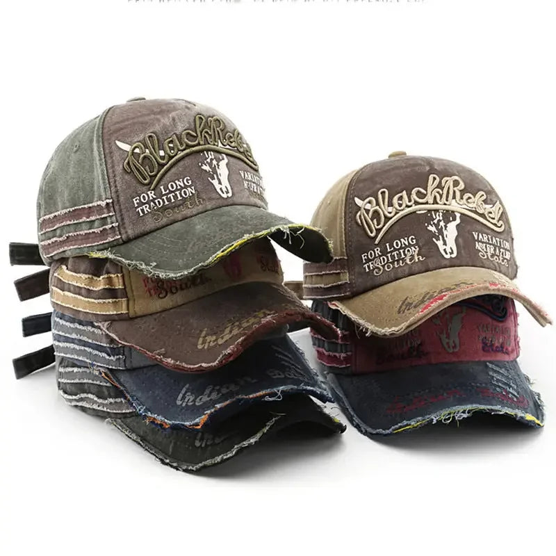Distressed Denim Baseball Cap - Stylish Vintage Washed Design - Buzzastore