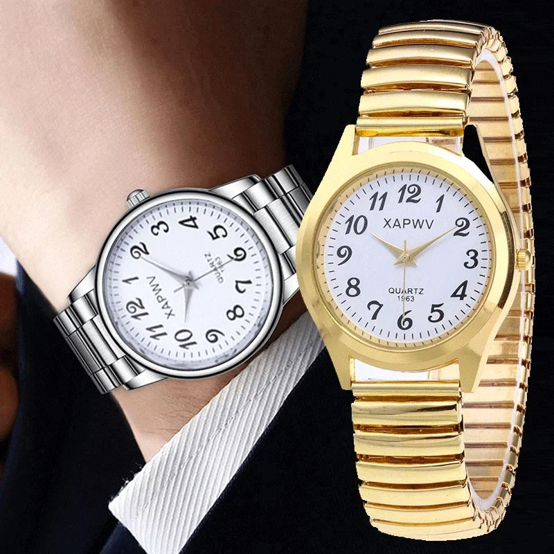 Couples Quartz Wristwatches with Flexible Stretch Bands - Simple Casual Design for Men and Women - Buzzastore