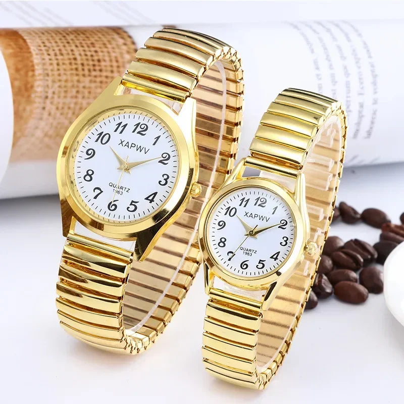 Couples Quartz Wristwatches with Flexible Stretch Bands - Simple Casual Design for Men and Women - Buzzastore