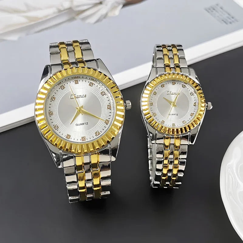 Couples Sun Patterned Quartz Business Watches with Alloy Steel Straps for Men and Women - Buzzastore