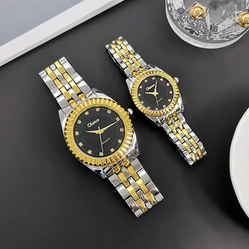Couples Sun Patterned Quartz Business Watches with Alloy Steel Straps for Men and Women - Buzzastore