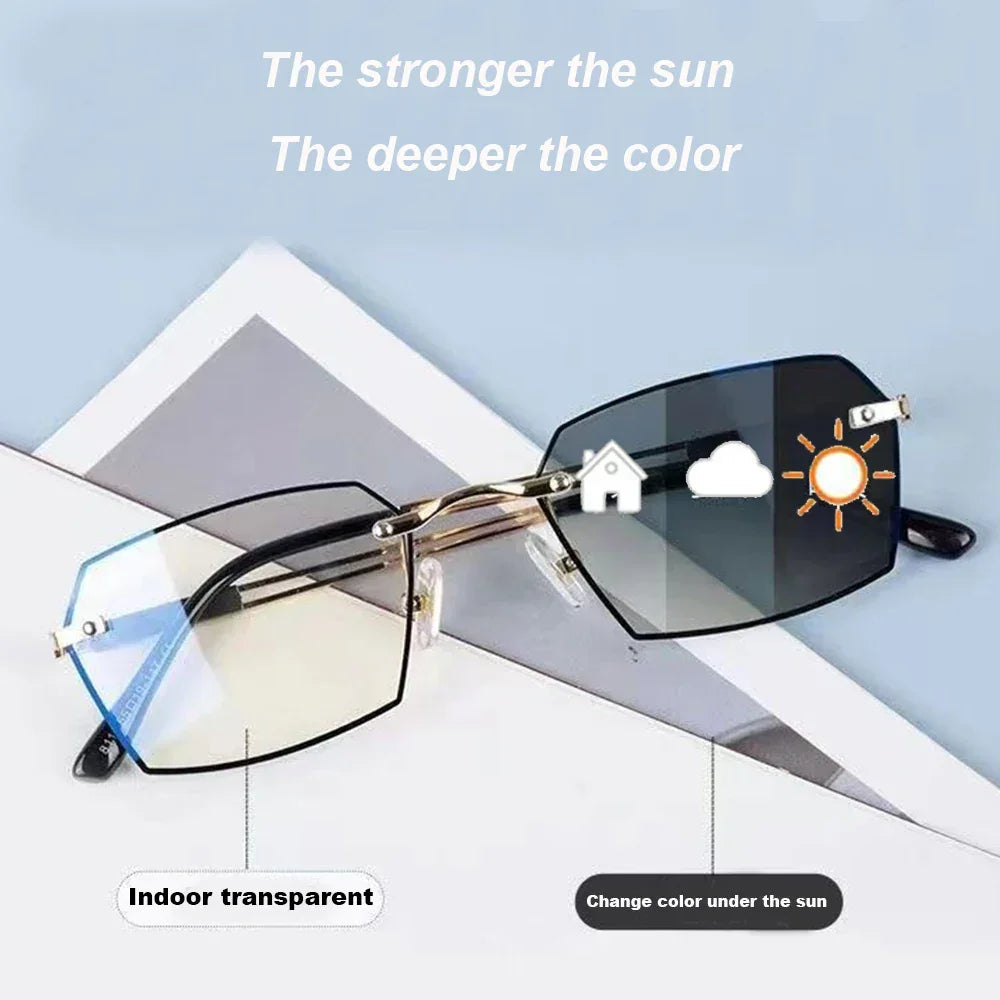 Photochromic Mens Driving Glasses - Ultra-Light Anti Blue Light Slim Frame Chameleon Sunglasses - Buzzastore
