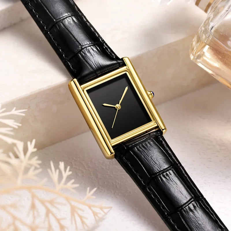 Waterproof Quartz Couple Watches with Leather Straps - Stylish Square Design for Men and Women - Buzzastore