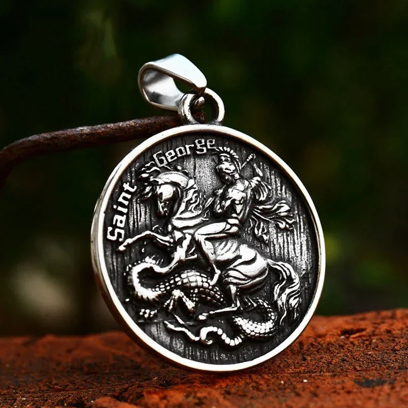 Mens Knight Templar Crusader Necklace - 316L Stainless Steel Armor Shield Pendant Punk Jewelry - Buzzastore