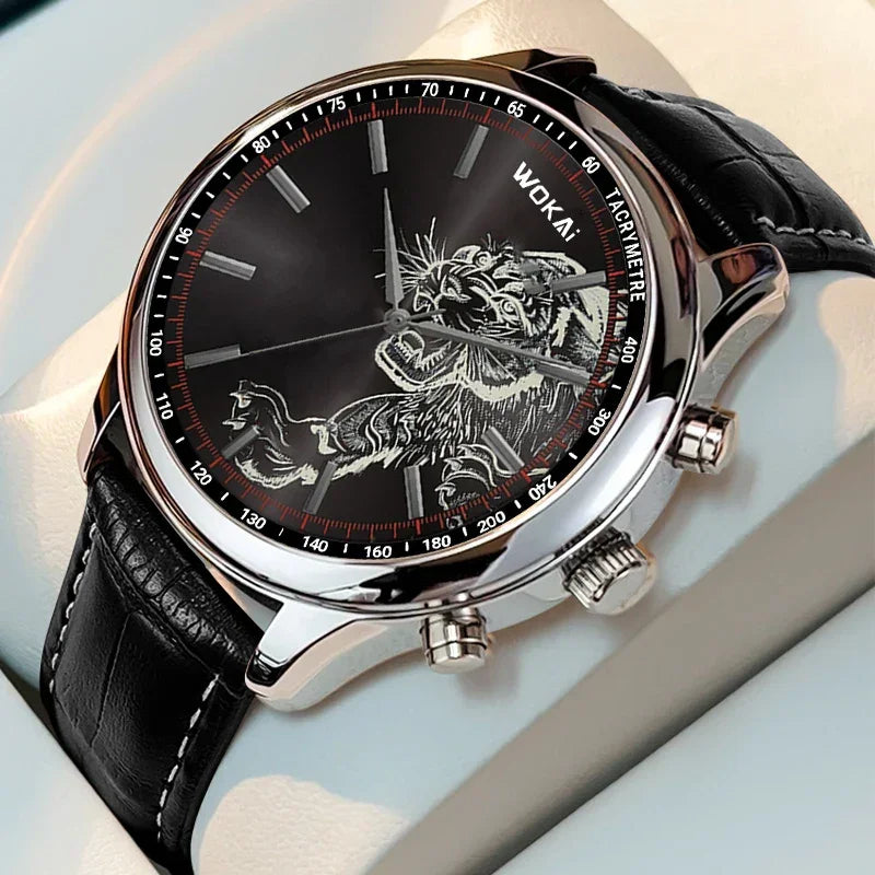 Mens Casual Quartz Watch with Three Eyes and Six Stitch Design - Stylish Leisure Strap - Buzzastore