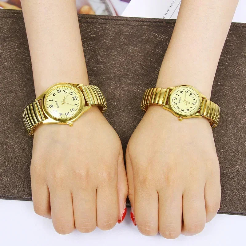 Couples Stainless Steel Quartz Wristwatch with Elastic Strap - Elegant Business Style for Men and Women - Buzzastore