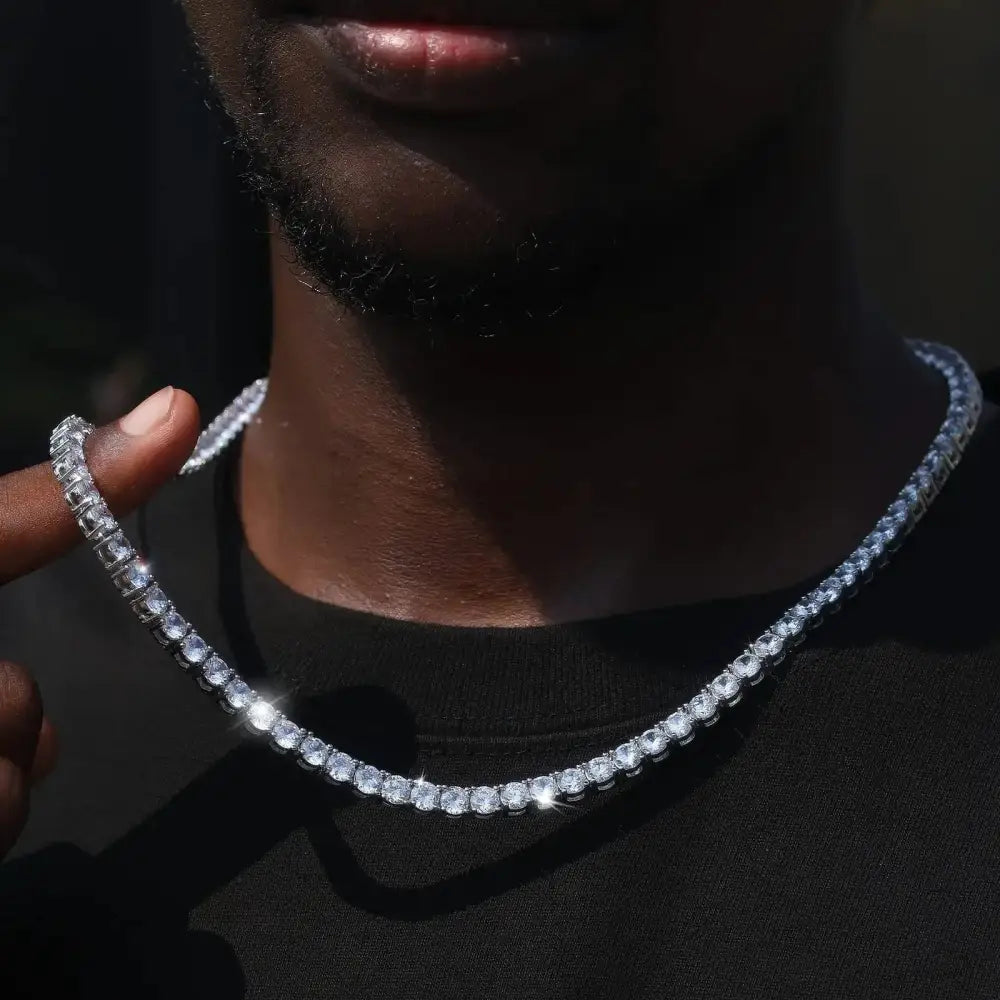 Sparkling diamond tennis necklace.