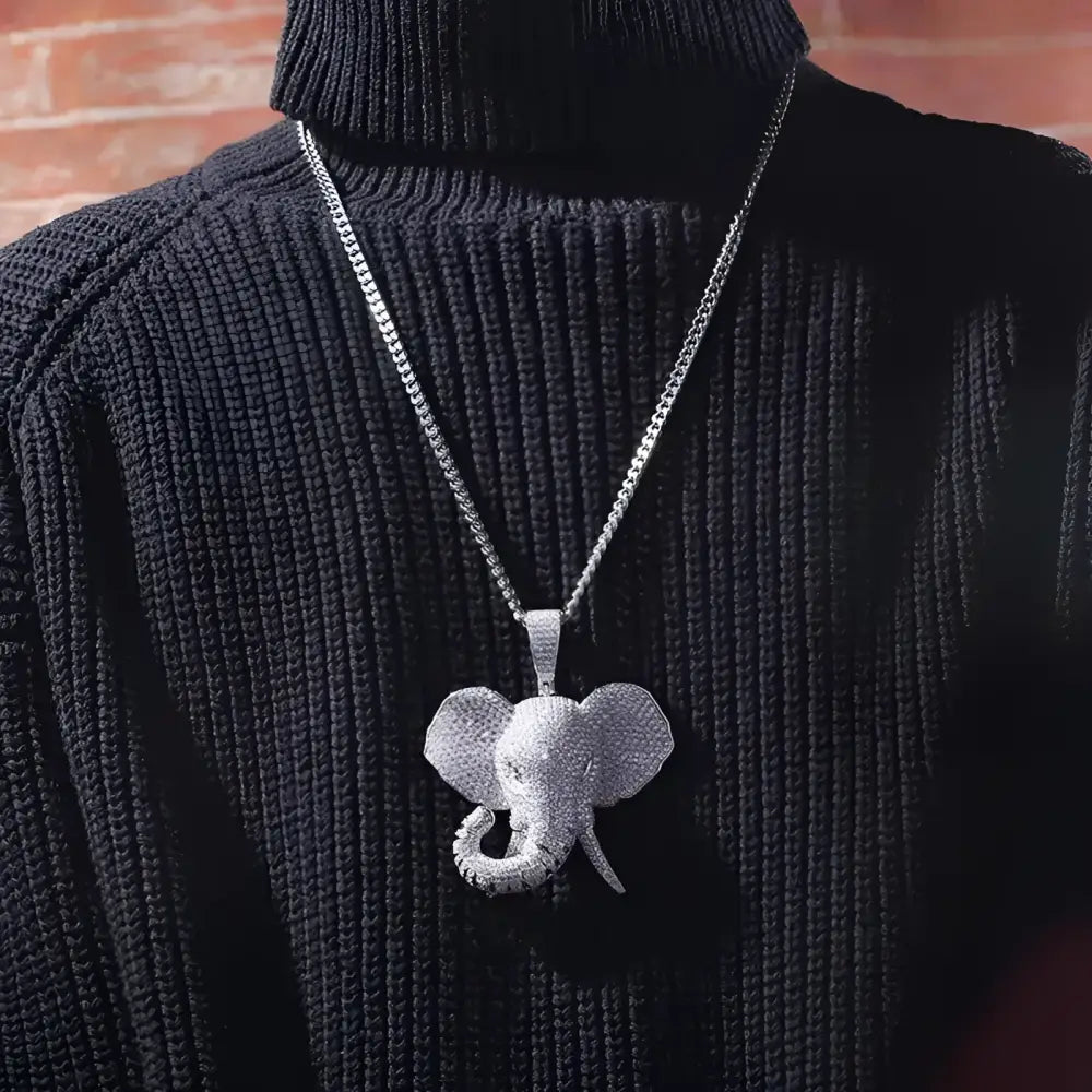 Silver elephant pendant necklace.