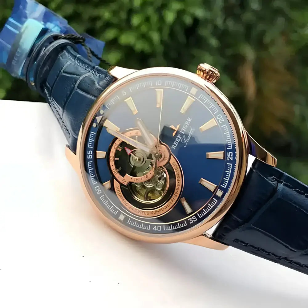 Reef Tiger blue and gold automatic wristwatch from Reef Tiger watches accessories collection