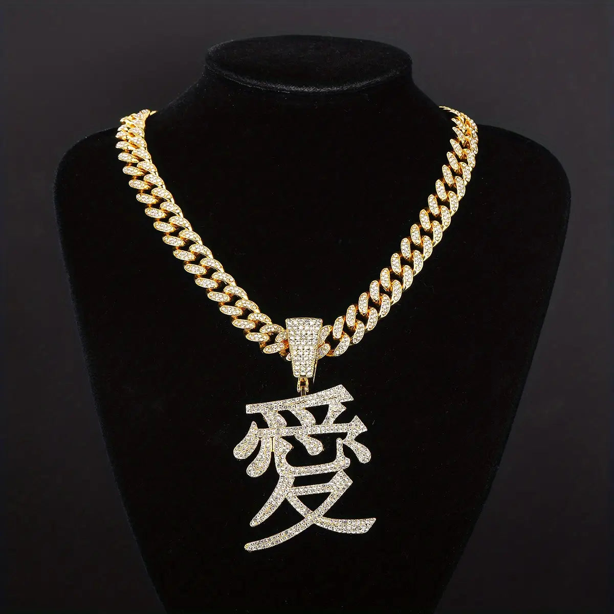 Silver Necklace with Chinese Character Love Pendant