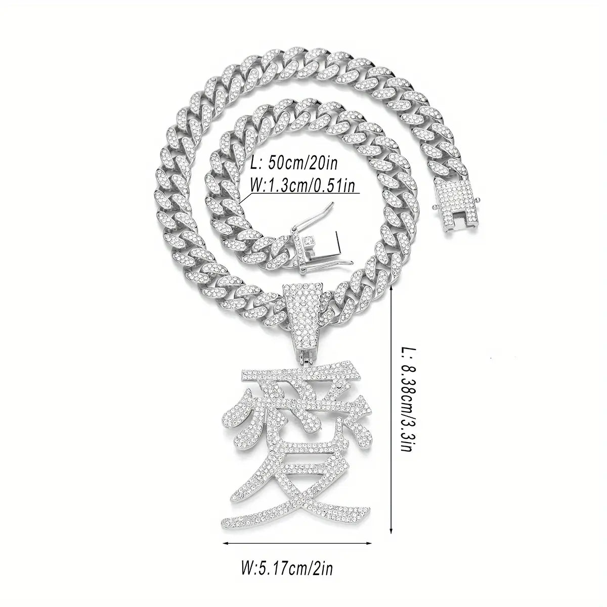 Silver Necklace with Chinese Character Love Pendant