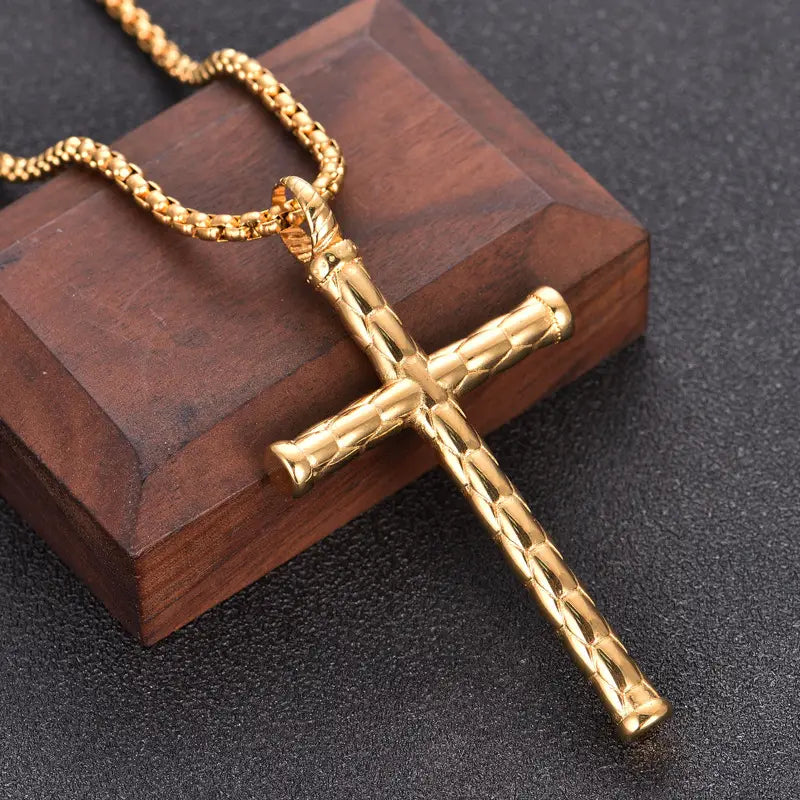 Gold Cross Pendant Stainless Steel Necklace Accessories