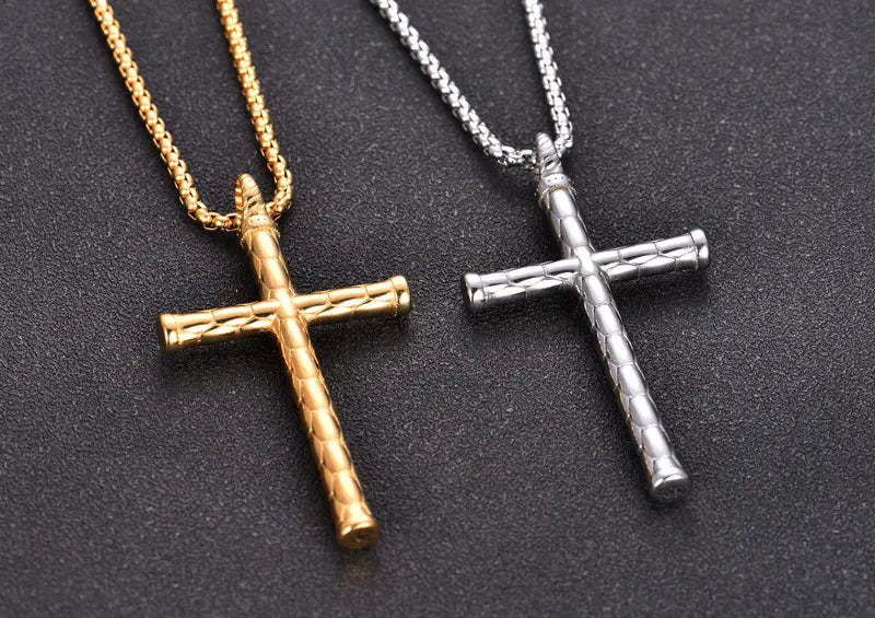Gold Cross Pendant Stainless Steel Necklace Accessories