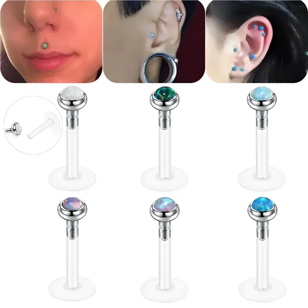 Labret piercing jewelry.