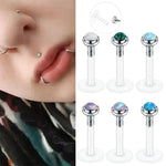 Labret piercing jewelry.