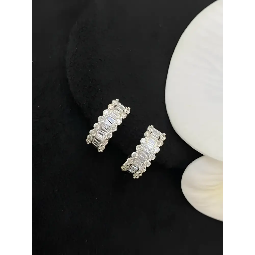 Diamond hoop earrings.