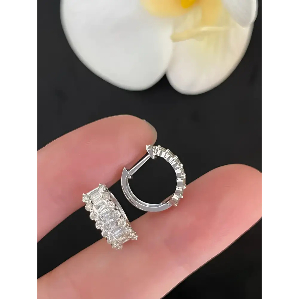 Diamond hoop earrings.