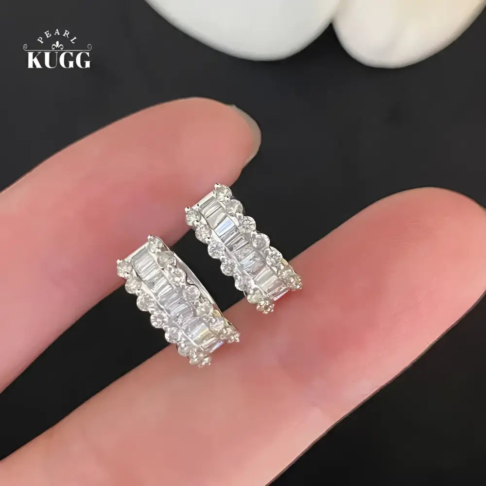 Diamond baguette hoop earrings.