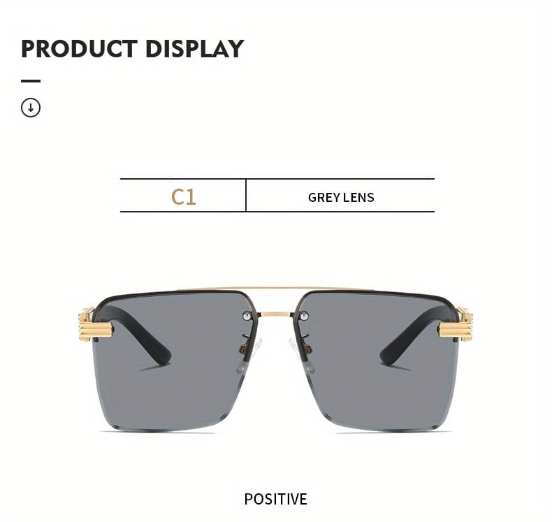 Square Lens Metal Frame Double Bridges Glasses For Men Women Outdoor Party Vacation Travel Decors Photo Props Ideal