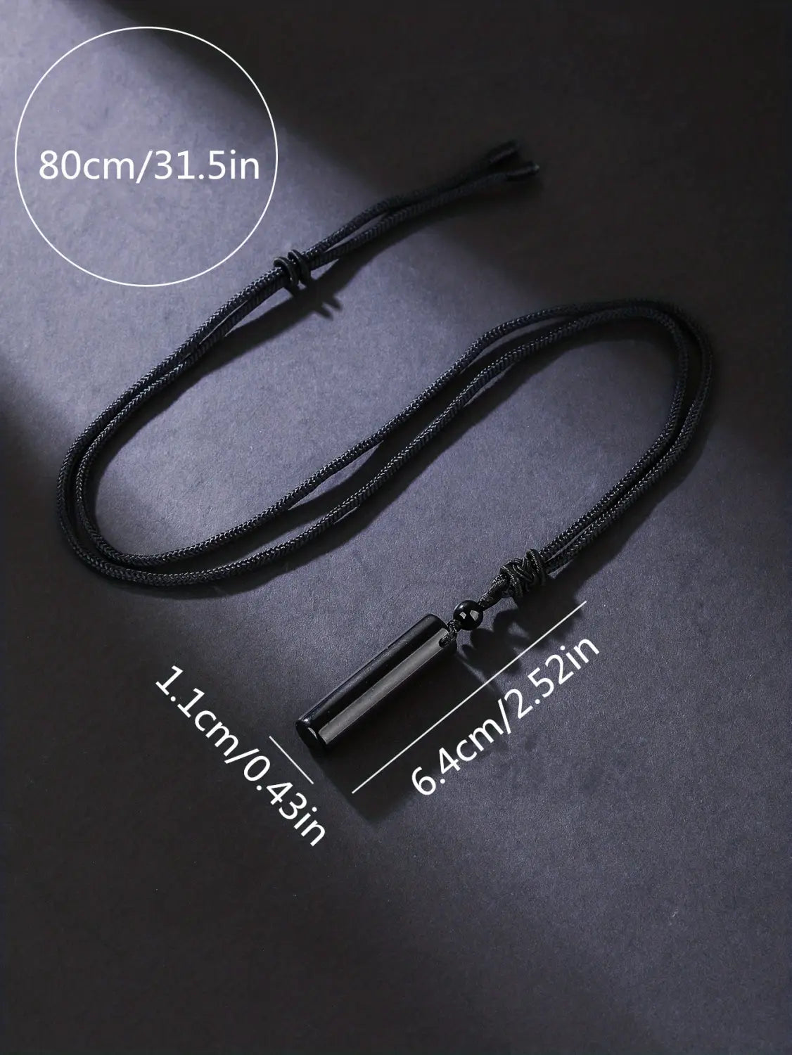 Black Obsidian Pendant Natural Crystal Braided Rope Necklace