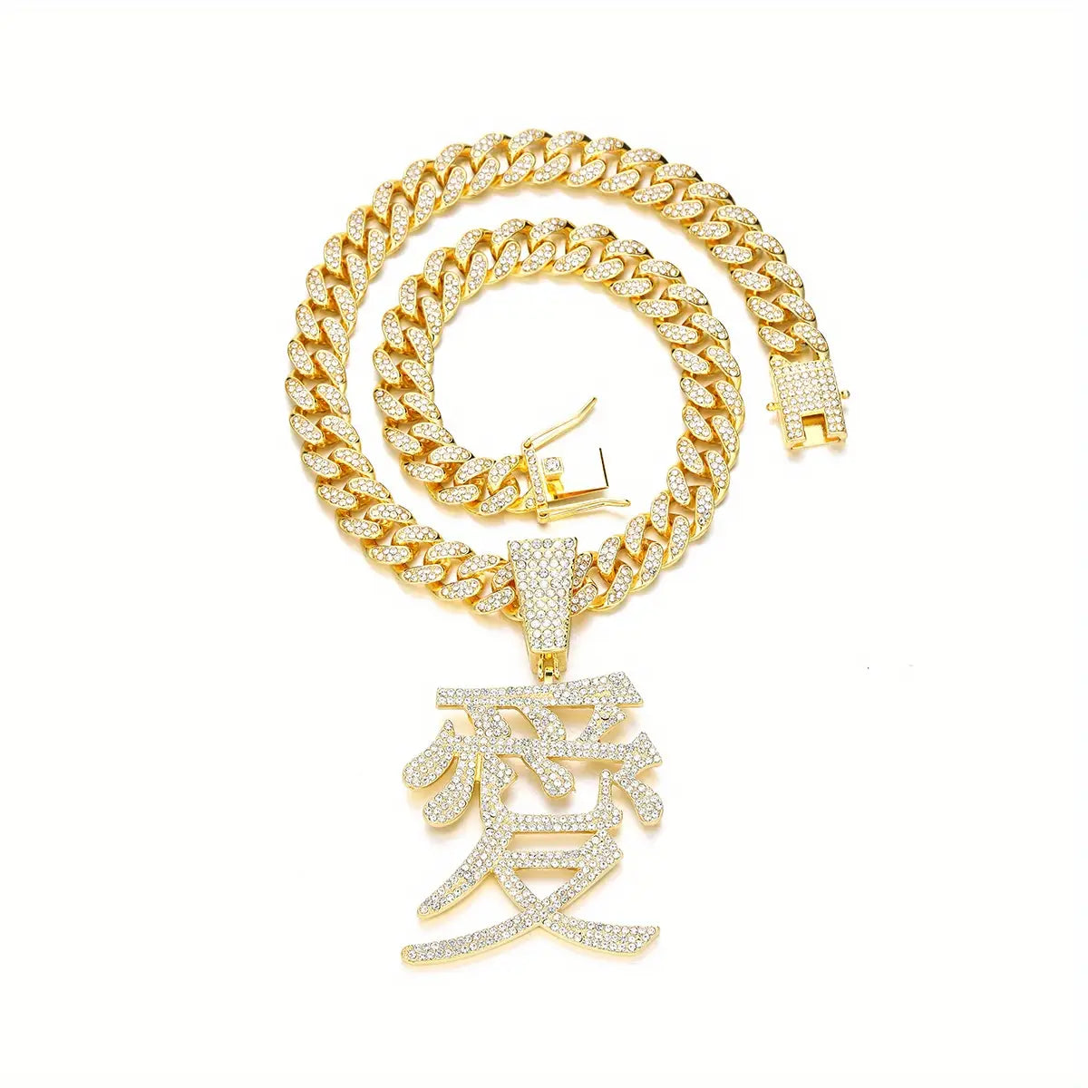 Silver Necklace with Chinese Character Love Pendant