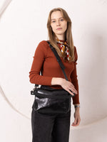 TOMMY leather bag with two handles - Black