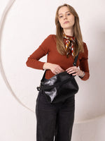 TOMMY leather bag with two handles - Black
