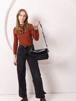 TOMMY leather bag with two handles - Black