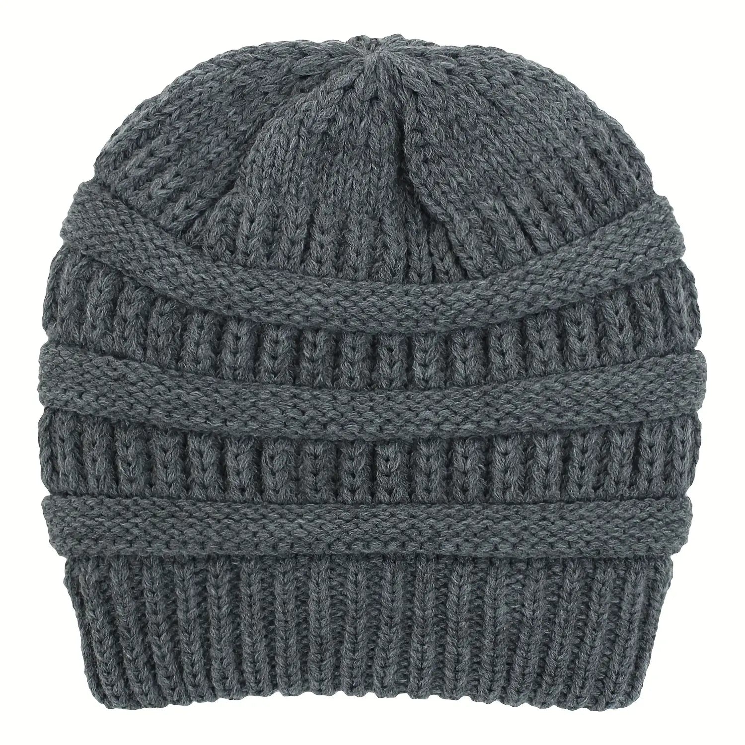 1pc Unisex Saitn Lined Knit Beanie Hat Acrylic Winter Slouchy Hats With Cuffed For Ski