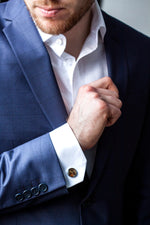 Round Cufflinks – Red-Spotted Leather