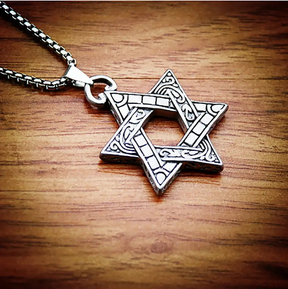 Silver Star of David Pendant Necklace Accessories