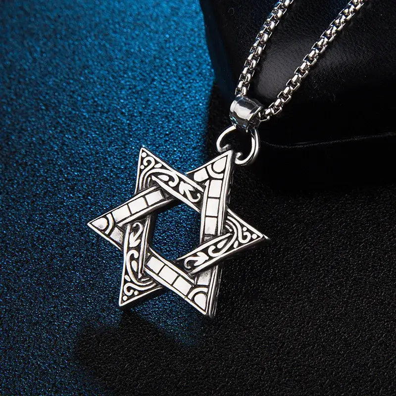 Silver Star of David Pendant Necklace Accessories