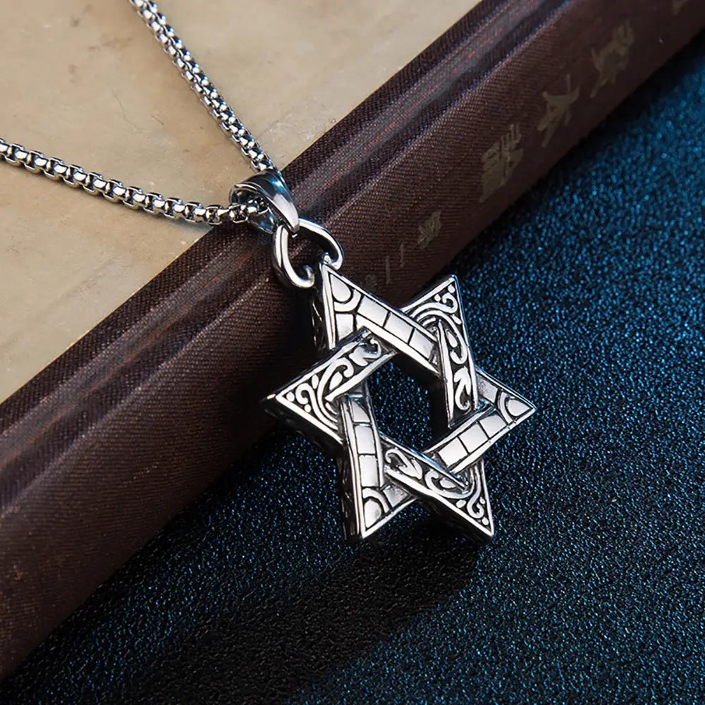 Silver Star of David Pendant Necklace Accessories