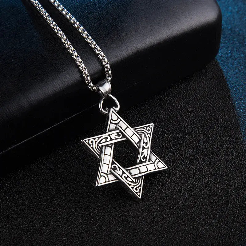 Silver Star of David Pendant Necklace Accessories
