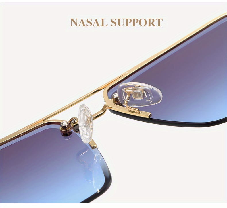 Square Lens Metal Frame Double Bridges Glasses For Men Women Outdoor Party Vacation Travel Decors Photo Props Ideal