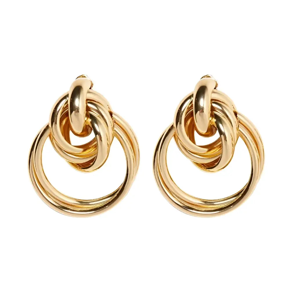 Pair of gold-tone knot earrings.