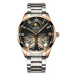 Two-tone automatic watch from AILANG men’s jewelry collection with leather band
