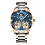 Two-tone automatic watch with leather band from AILANG men’s jewelry collection