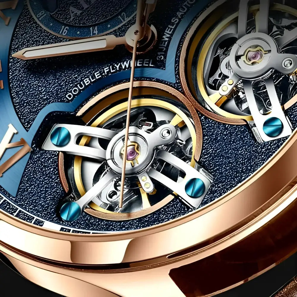 Intricate mechanical watch face showcasing AILANG Automatic Watch Leather Band for men’s accessories