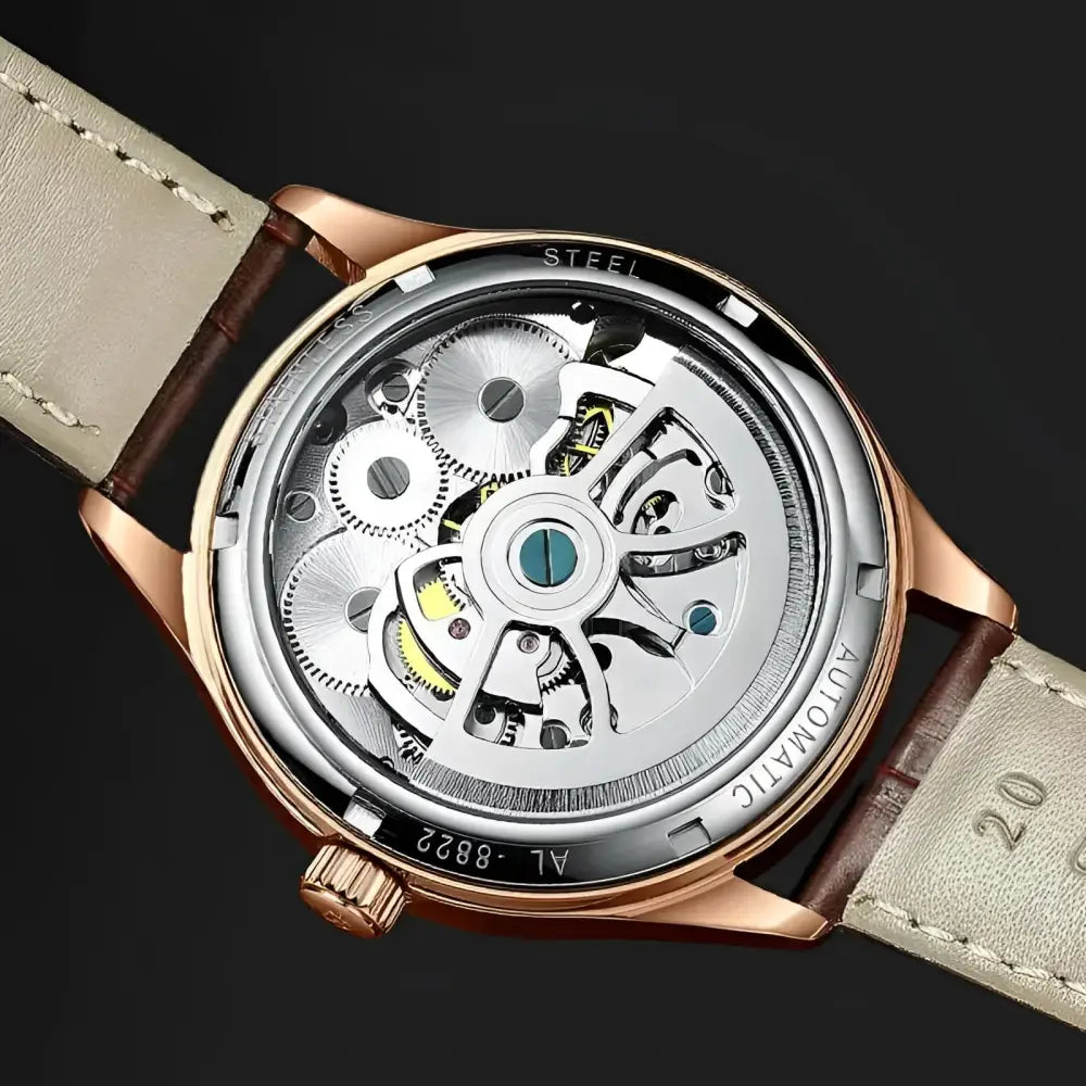 Automatic watch with visible gears, a stylish accessory for men’s watches and accessories