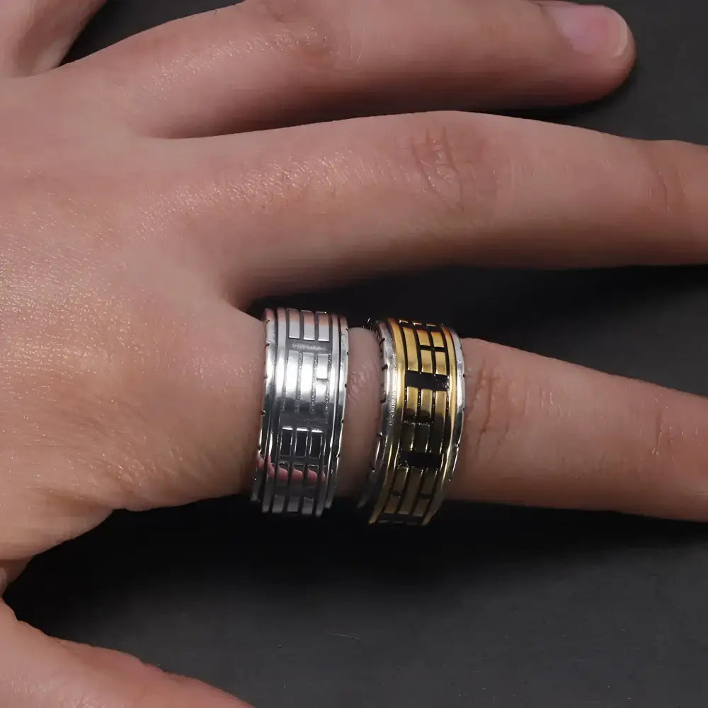 Two patterned rings.