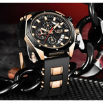 Blue Gold Chronograph Watch - Stylish Jewelry Accessory for Men - Buzzastore
