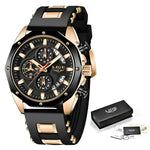 Blue Gold Chronograph Watch - Stylish Jewelry Accessory for Men - Buzzastore